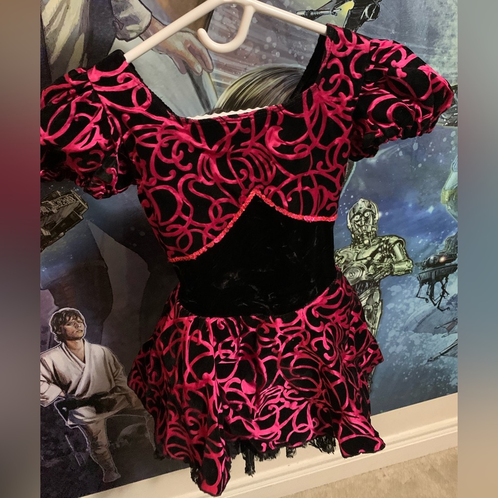 Black and Pink Velvet Dress